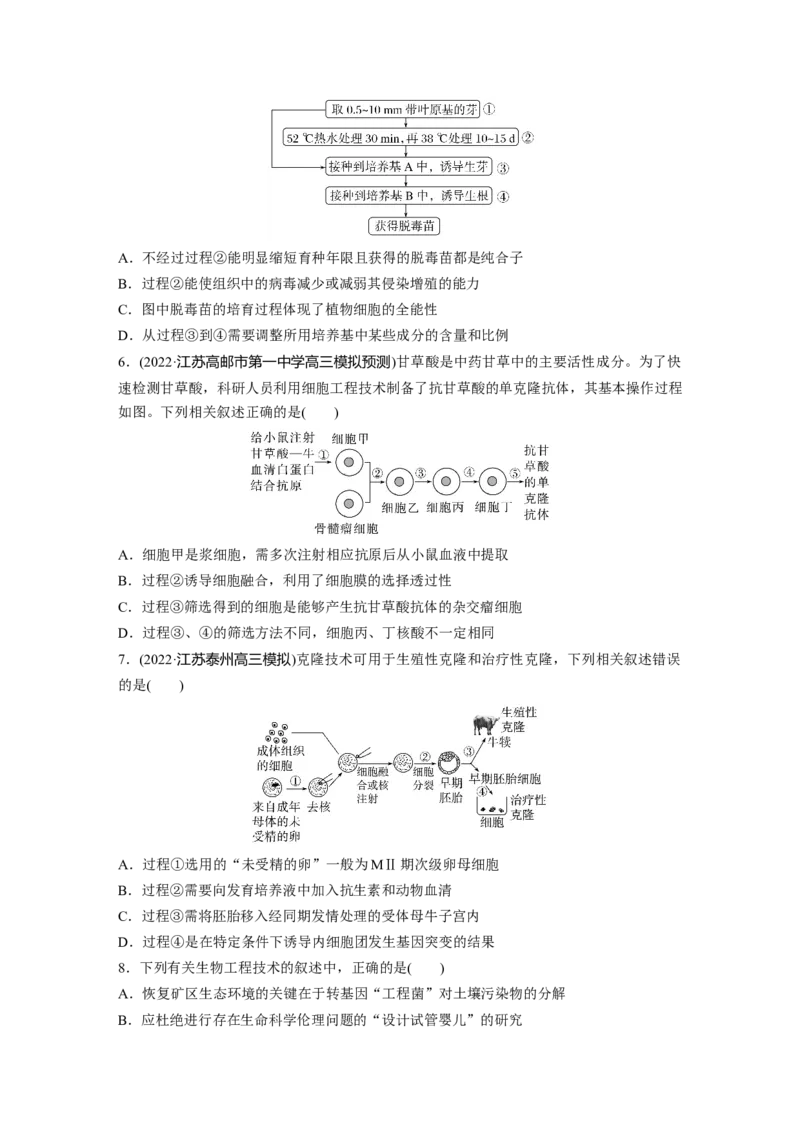 二轮专题强化练　训练10　现代生物科技专题_通用版（老高考）复习资料_2023年复习资料_二轮复习_2023年高考生物二轮复习讲义+课件（全国版）_2023年高考生物二轮复习讲义（全国版）