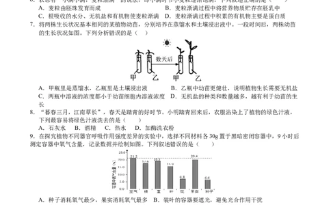 生物（苏州卷）（考试版A4）_初中全科电子版试卷练习试题_生物_2024中考模拟题生物(1)_二模_生物（苏州卷）-：2024年中考第二次模拟考试