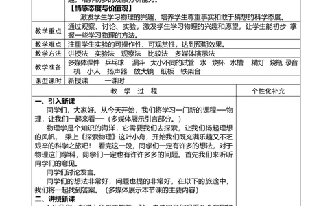+科学之旅+++教案++--2023-2024学年人教版物理八年级上册+_初物_2024人教版初中物理八九年级上下册课件教案PPT试题电子版资料_八年级上册教案