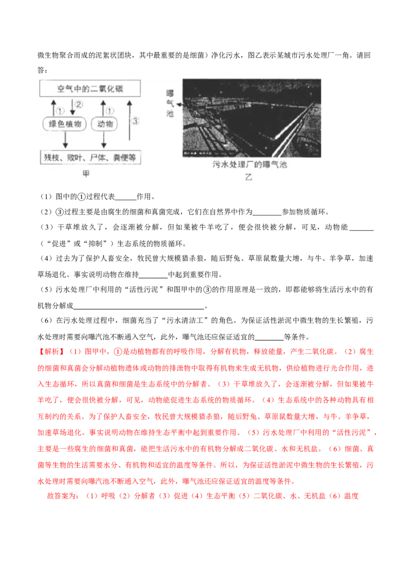 八年级上册生物期中测试02（解析版）_初中全科电子版试卷练习试题_生物_生物8上练习_人教生物8年级上期中试卷08份