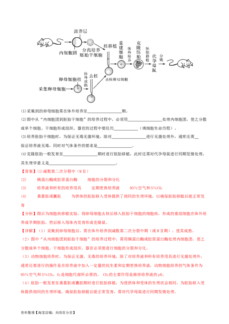 专题综合练11发酵工程、细胞工程和基因工程(解析版)_新高考复习资料_2024年新高考复习资料_一轮复习资料_完备战2024年高考生物一轮复习考点帮（新高考）_选择性必修3