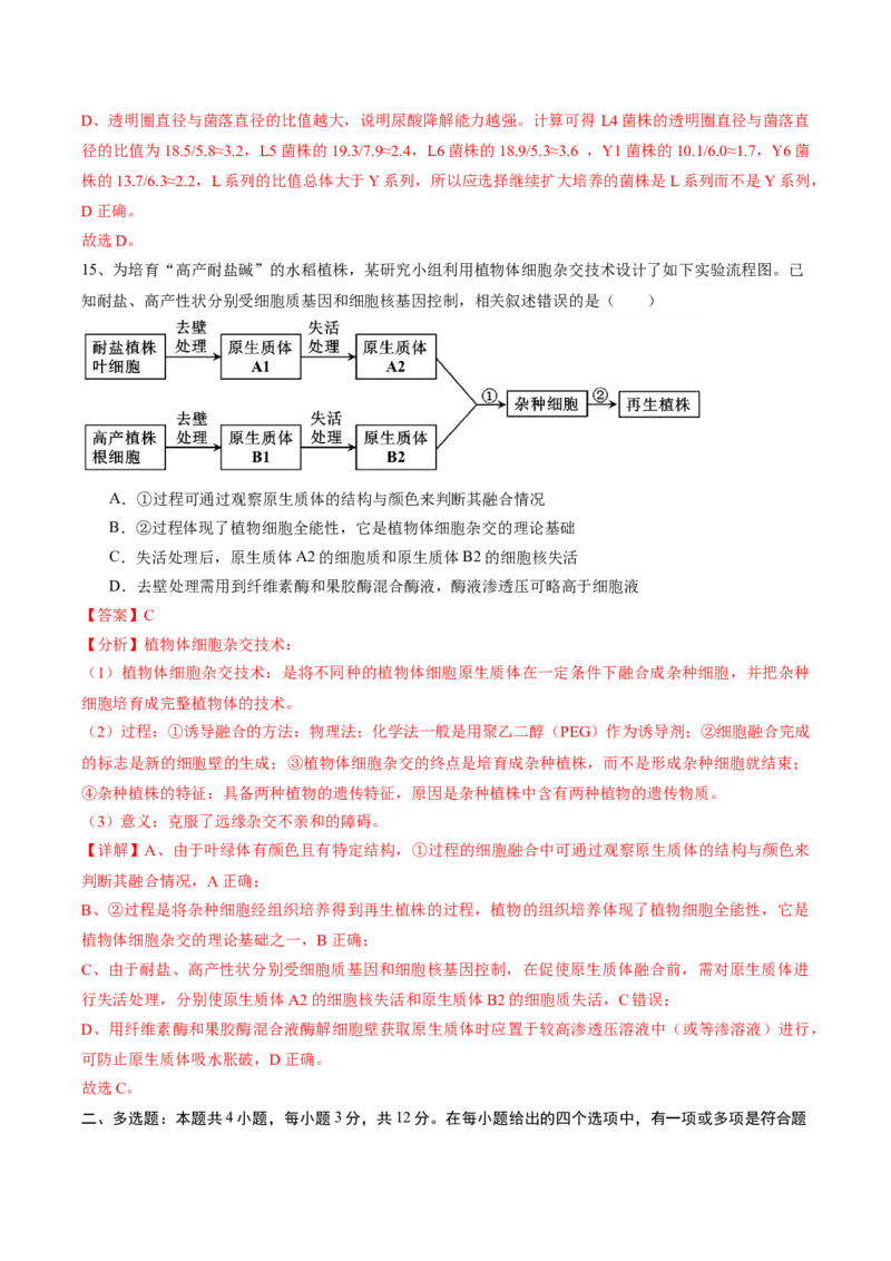 信息必刷卷01（江苏专用）（解析版）_2025年新高考资料_2025考前信息卷_2025年高考生物考前信息必刷卷（江苏专用）34423855