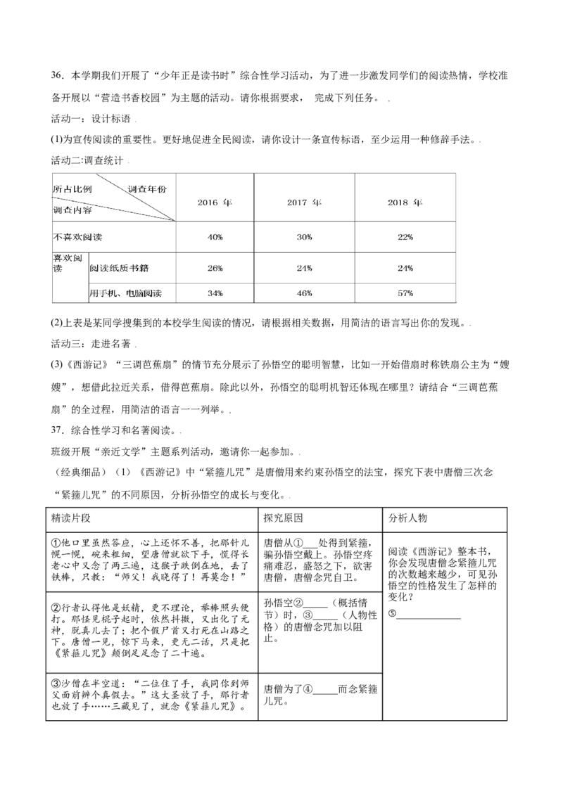 名著导读：《西游记》(提升训练)(原卷版)_初中全科电子版试卷练习试题_语文_7上初中部编版语文练习、试卷_部编语文七年级上课时练习（048份）