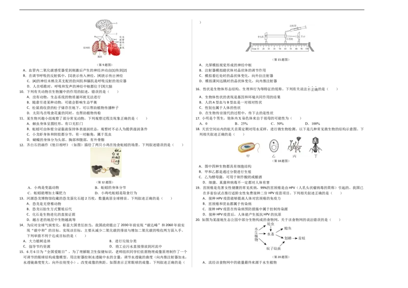 生物（济南卷）（考试版A3）_初中全科电子版试卷练习试题_生物_2024中考模拟题生物(1)_三模（37套）_生物（济南卷）
