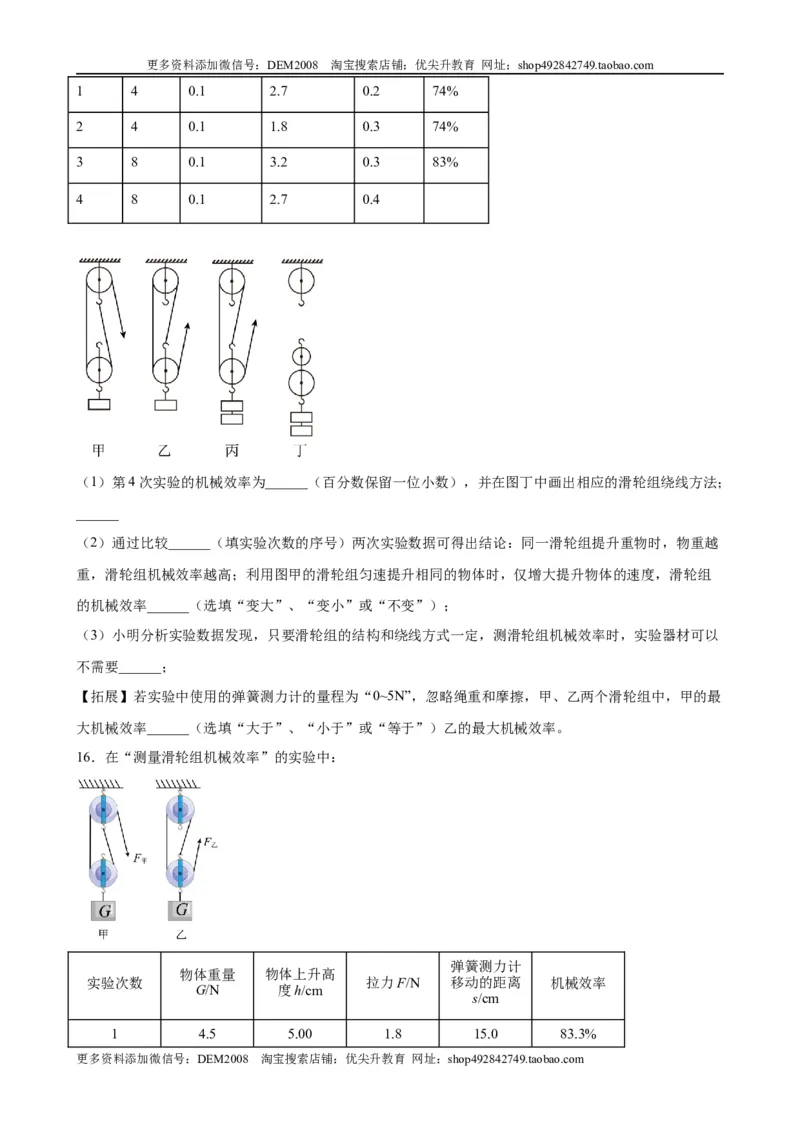 实验题05简单机械实验（含答案详解）_初中全科电子版试卷练习试题_物理_8年级下册物理试题_人教版物理八年级下专项练习（029份）
