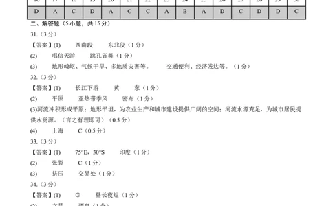 地理（江苏泰州卷）（参考答案及评分标准）_初中全科电子版试卷练习试题_地理_2024中考模拟题地理(1)_二模_地理（江苏泰州卷）-：2024年中考第二次模拟考试