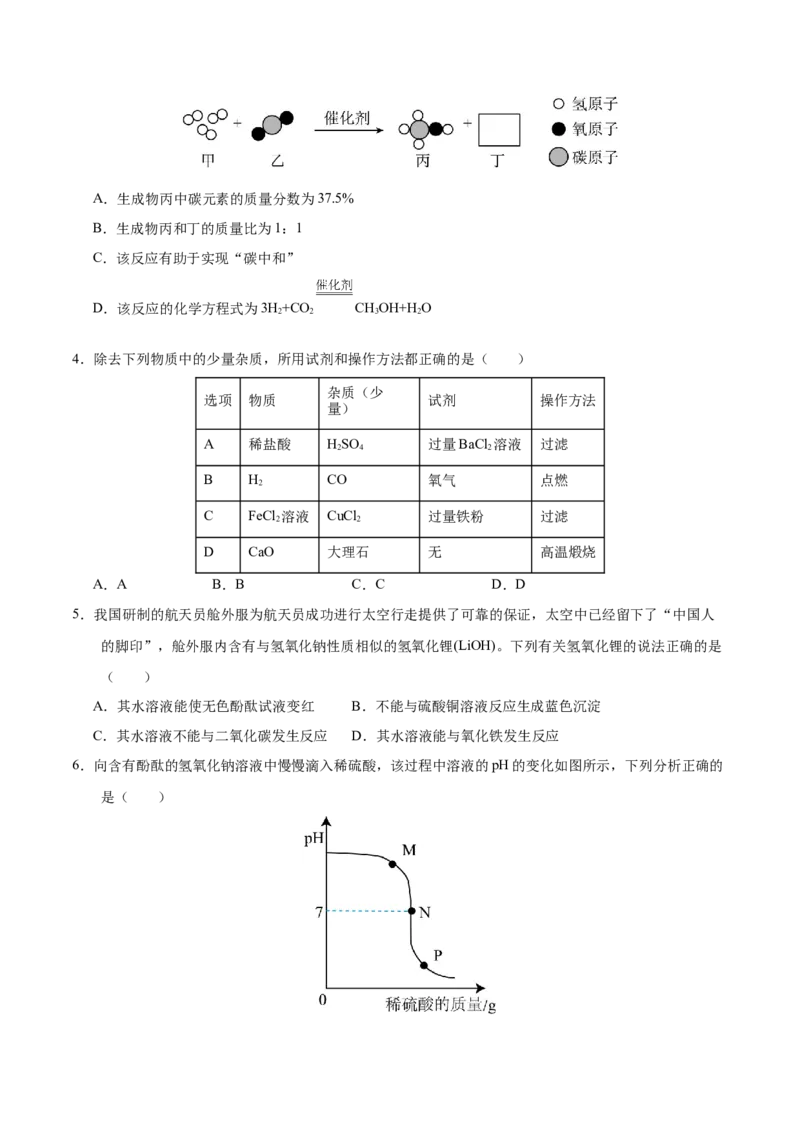 化学（包头卷）（考试版A4）_初中全科电子版试卷练习试题_化学_2024中考模拟题化学(1)_二模_化学（内蒙古包头卷）-：2024年中考第二次模拟考试