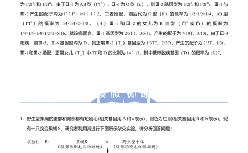 原创（新高考）2021届高三大题优练4伴性遗传及人类遗传病教师版_新高考复习资料_2021年新高考资料_2021届（新高考）大题优练-生物