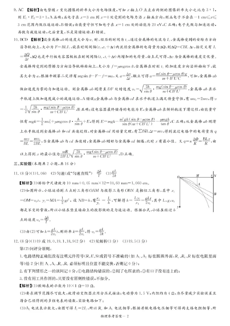 2026届湖南新高考教学教研联盟高三下学期4月第二次（三模）联考物理答案_2024-2026高三（6-6月题库）_2026年04月高三试卷