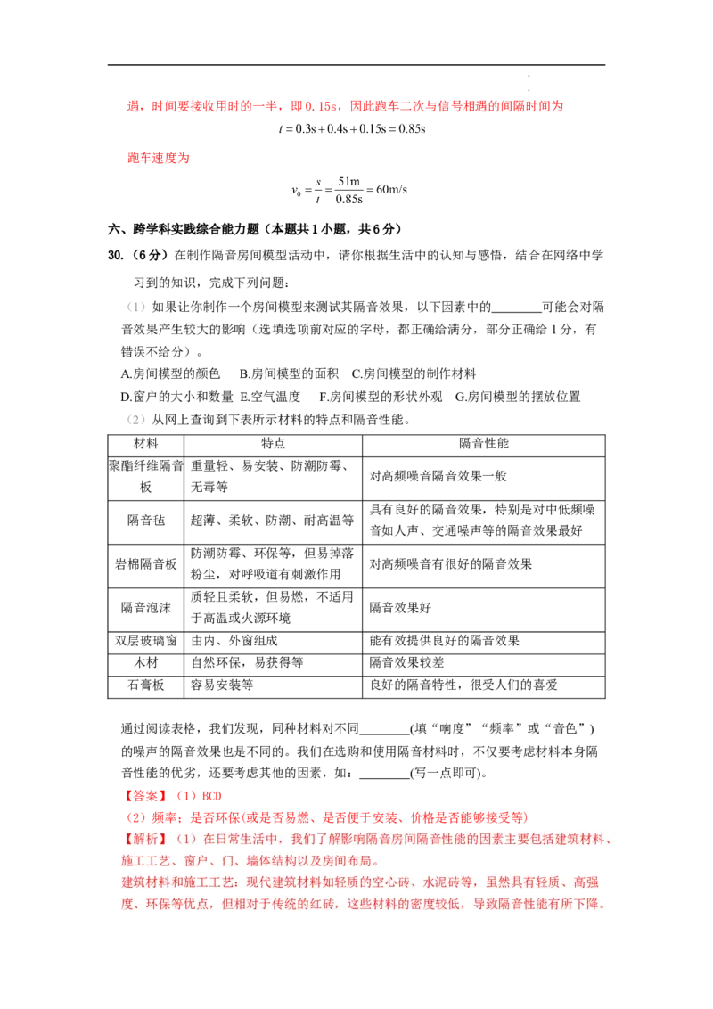 第二章声现象A卷提升卷（解析版）_初中全科电子版试卷练习试题_物理_8年级上册物理试题_人教版物理八年级上单元试卷（054份）_2024-2025年课改新教材
