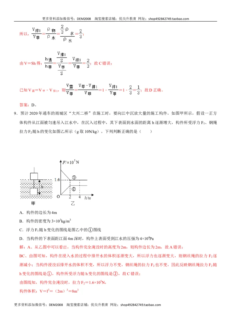 第十章浮力（选拔卷）-单元测试（人教版）（解析版）_初中全科电子版试卷练习试题_物理_8年级下册物理试题_人教版物理八年级下单元试卷（042份）_单元试卷第1套