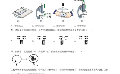 题型01（选择题）-（人教版）（原卷版）_初中全科电子版试卷练习试题_生物_生物人教版7上练习&mdash;24新版已更新_人教生物7年级上专项练习28份