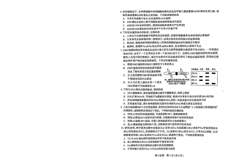 2026年石家庄高三质检二生物试题_2024-2026高三（6-6月题库）_2026年04月高三试卷_260425河北省石家庄市2026届高三二模（石家庄二模）（全科）