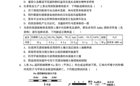 2026年沈阳二模生物试题_2024-2026高三（6-6月题库）_2026年04月高三试卷_260411辽宁省沈阳市2026年高三下学期教学质量监测（二）（全科）