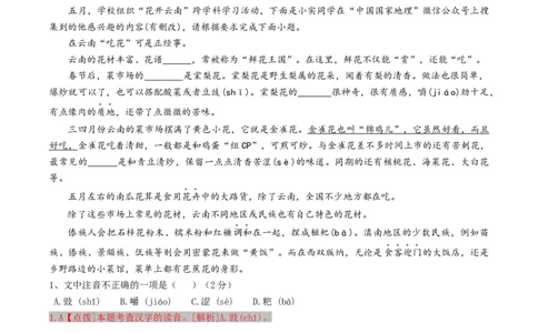 语文（云南卷）（全解全析）_初中全科电子版试卷练习试题_语文_赠送：2024中考模拟题_二模_语文（云南卷）-：2024年中考第二次模拟考试