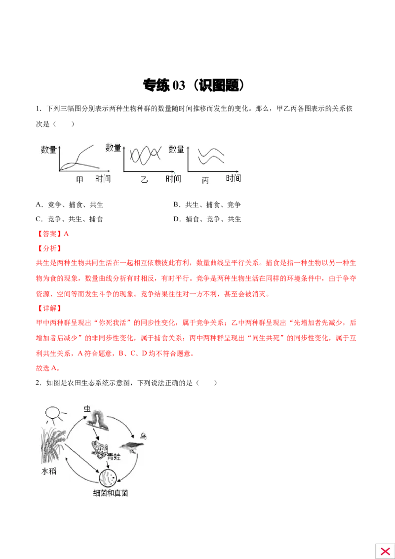 题型03（识图题）-（人教版）（解析版）_初中全科电子版试卷练习试题_生物_生物人教版7上练习&mdash;24新版已更新_人教生物7年级上专项练习28份