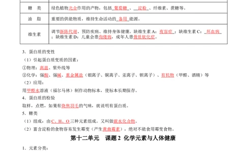 第十二单元化学与生活（人教版）（记忆版）_初中全科电子版试卷练习试题_化学_9年级上下册化学试题_9年级下试题_人教化学九年级下知识总结（005份）