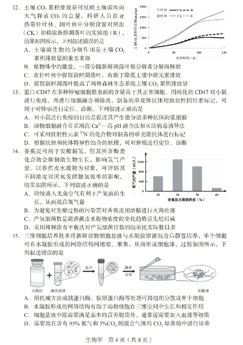 2026年山西省普通高中学业水平选择性考试调研试题生物_2024-2026高三（6-6月题库）_2026年04月高三试卷_2604142026年山西省普通高中学业水平选择性考试调研试题（全科）