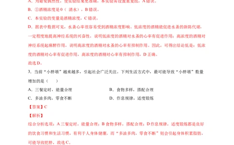 第六单元了解自己，增进健康（提分小卷）-单元测试（人教版）（原卷版）_初中全科电子版试卷练习试题_生物_生物8下练习_人教生物8年级下单元试卷38份
