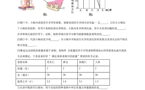 第二单元人体的营养（提分小卷）-单元测试（人教版）（原卷版）_初中全科电子版试卷练习试题_生物_生物人教版7下练习_人教生物7年级下单元试卷33份