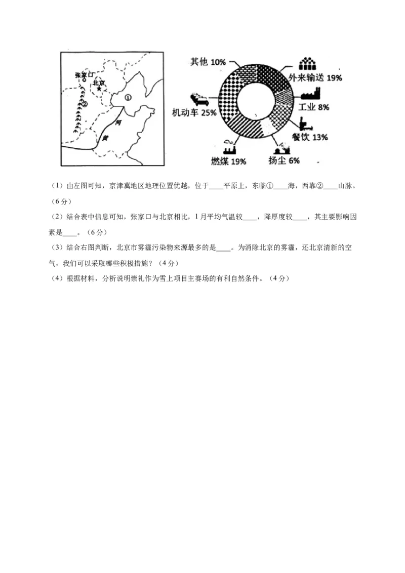 第六章北方地区（选拔卷）-单元测试2021-2022学年八年级地理下册尖子生选拔卷（人教版）（原卷版）(1)_初中全科电子版试卷练习试题_地理_人教地理8下试题试卷_第2套单元测试