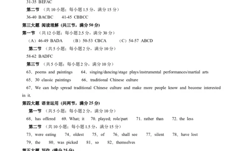 英语（贵州卷）（参考答案及评分标准）_初中全科电子版试卷练习试题_英语_2024中考模拟题英语(1)_一模_英语（贵州专用，含听力MP3）-2024年中考第一次模拟考试