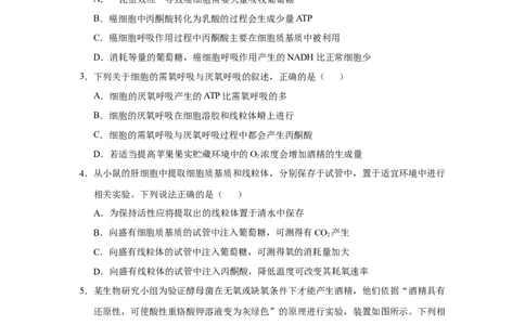 原创2021届小题必练5细胞呼吸的原理及其应用学生版_通用版（老高考）复习资料_2023年复习资料_专项复习_2023《微专题&middot;小练习》&middot;生物_模拟题_2021届小题优练-生物