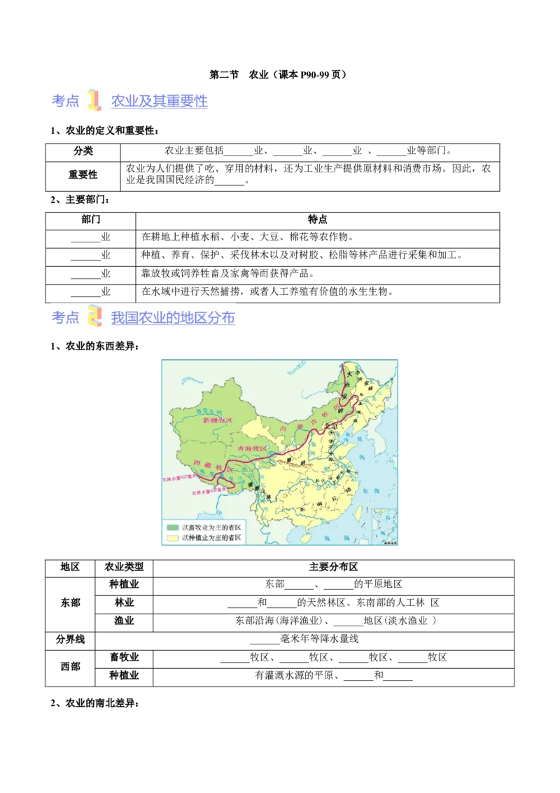 第四章中国的经济发展（考点梳理卷）难度分层2022-2023学年八年级地理上册（人教版）（原卷版）_初中全科电子版试卷练习试题_地理_人教地理8上试题试卷_第1套单元测试