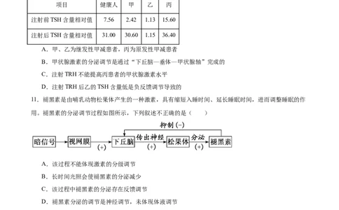 单元检测卷08稳态与调节（原卷版）_2025年新高考资料_一轮复习_2025年高考生物一轮复习考点通关卷（新高考通用）
