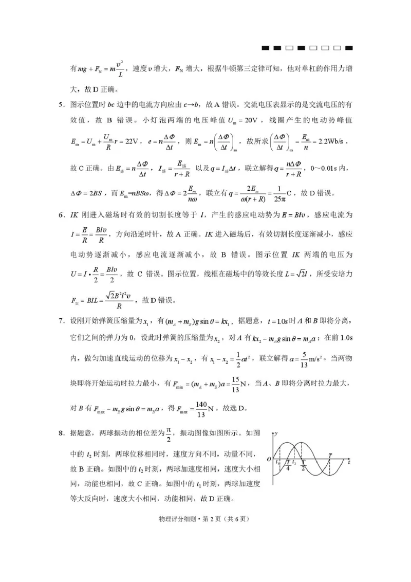 2026届云南三校高考备考实用性联考卷（六）物理-答案_2024-2026高三（6-6月题库）_2026年02月高三试卷_2602272026届云南三校高考备考实用性联考卷（六）