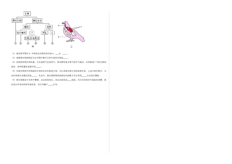 第六单元（第一章）根据生物的特征进行分类（选拔卷）-（人教版）（考试版）_初中全科电子版试卷练习试题_生物_生物8上练习_人教生物8年级上单元试卷48份