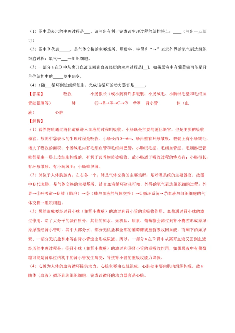 第五单元人体内废物的排出（选拔卷）-单元测试（人教版）（解析版）_初中全科电子版试卷练习试题_生物_生物人教版7下练习_人教生物7年级下单元试卷33份