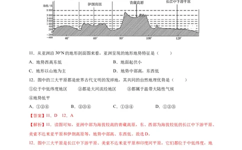 第六章我们生活的大洲&mdash;&mdash;亚洲（提分小卷）-单元测试2021-2022学年七年级地理下册尖子生选拔卷（人教版）（解析版）_初中全科电子版试卷练习试题_地理_人教地理7下试题试卷