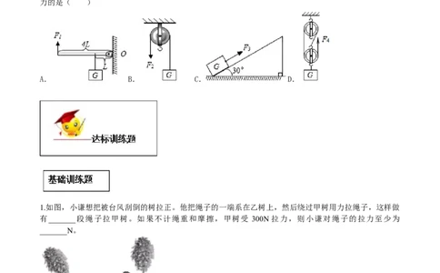 12.2滑轮（原卷版）-2020-2021学年八年级下册物理精讲精练（人教版）_初物_人教版初中物理初二三同步讲义习题练习八九年级电子资料word素材_20250116_181533_最新人教版初中物理初二下册