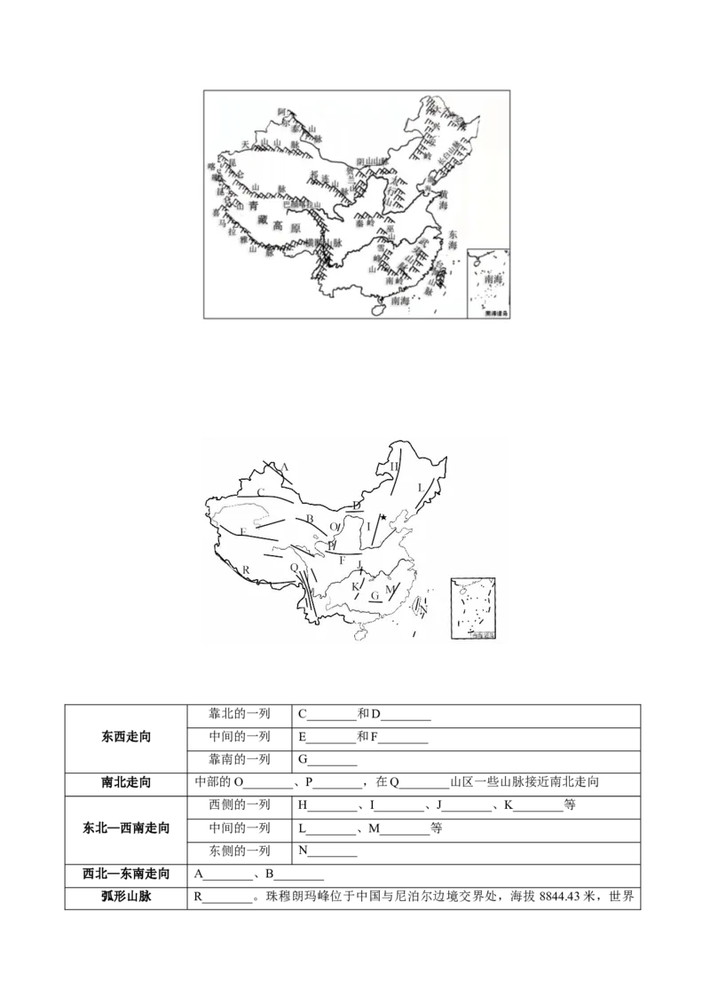 第二章中国的自然环境-难度分层&middot;单元卷2022-2023学年八年级地理上册（人教版）（原卷版）_初中全科电子版试卷练习试题_地理_人教地理8上试题试卷_第1套单元测试