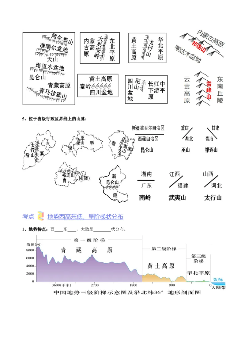 第二章中国的自然环境-难度分层&middot;单元卷2022-2023学年八年级地理上册（人教版）（原卷版）_初中全科电子版试卷练习试题_地理_人教地理8上试题试卷_第1套单元测试
