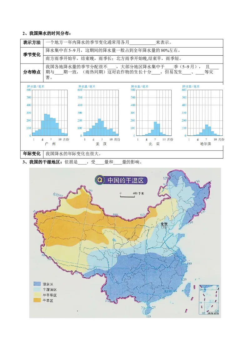 第二章中国的自然环境-难度分层&middot;单元卷2022-2023学年八年级地理上册（人教版）（原卷版）_初中全科电子版试卷练习试题_地理_人教地理8上试题试卷_第1套单元测试
