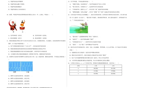 第二章声现象（选拔卷）（A3考试版）_初中全科电子版试卷练习试题_物理_8年级上册物理试题_人教版物理八年级上单元试卷（054份）_单元试卷第1套12份