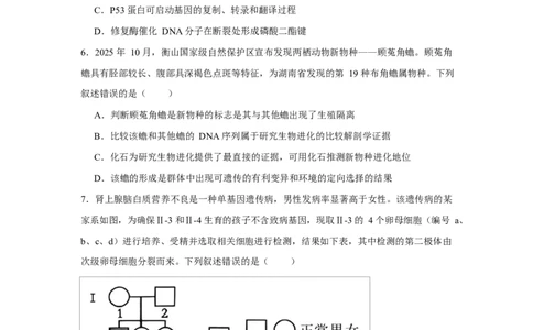 2025-2026学年度高三年级下学期综合素质评价三生物试卷_2024-2026高三（6-6月题库）_2026年04月高三试卷_260407河北省衡水中学2025-2026学年高三年级下学期综合素质评价三