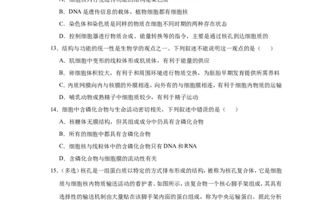 原创（新高考）2021届小题必练2细胞的结构和功能学生版_新高考复习资料_2021年新高考资料_2021届（新高考）高考生物小题必练_原创（新高考）2021届小题必练2细胞的结构和功能