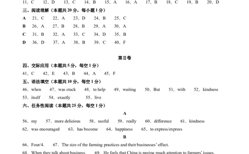 英语（哈尔滨卷）（参考答案及评分标准）_初中全科电子版试卷练习试题_英语_2024中考模拟题英语(1)_二模_英语（黑龙江哈尔滨卷）-：2024年中考第二次模拟考试