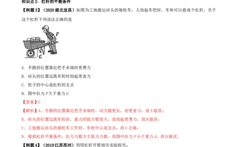 12.1杠杆（解析版）-2020-2021学年八年级下册物理精讲精练（人教版）_初物_人教版初中物理初二三同步讲义习题练习八九年级电子资料word素材_20250116_181533_最新人教版初中物理初二下册