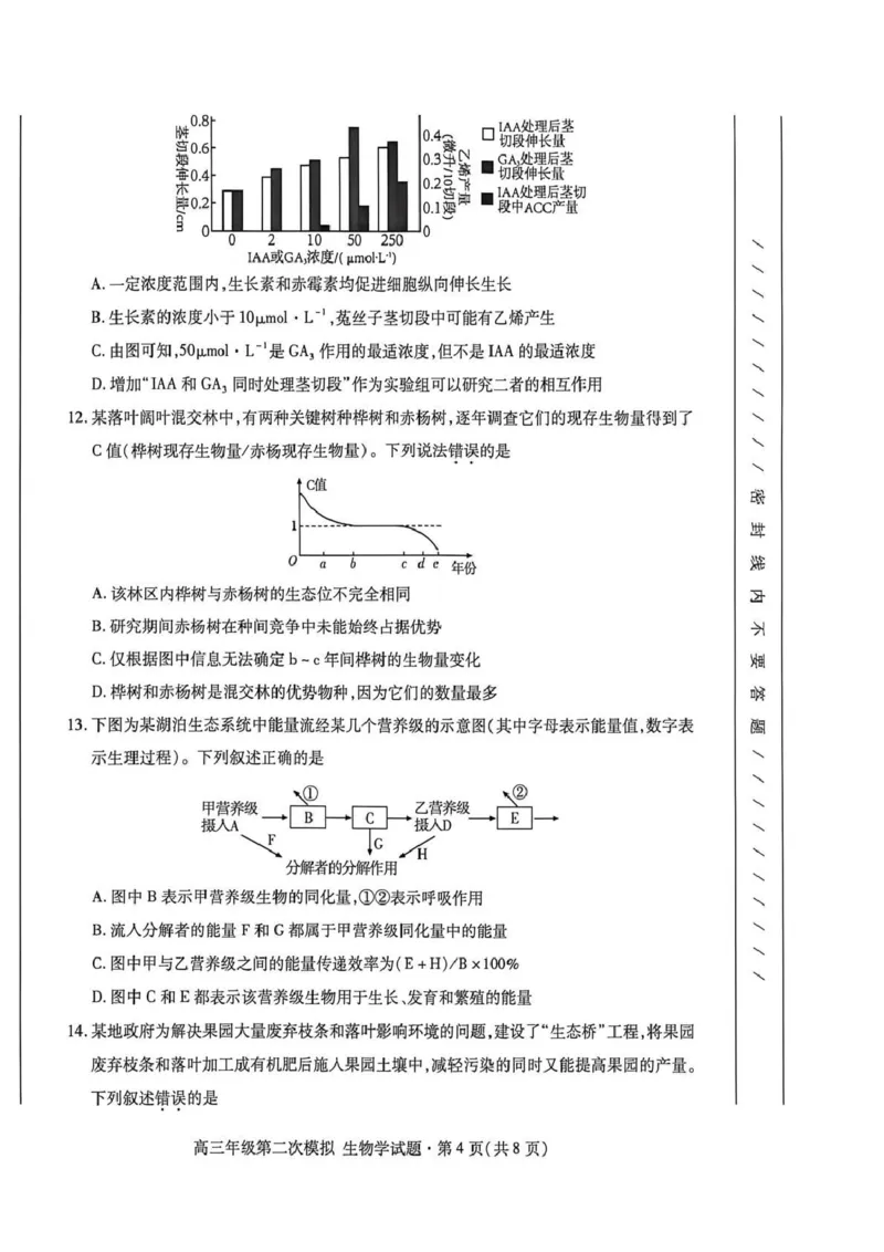 2026年高三年级第二次模拟考试试题生物_2024-2026高三（6-6月题库）_2026年04月高三试卷_260412甘肃省2026年高三年级第二次模拟考试试题（全科）
