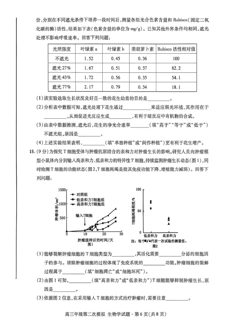2026年高三年级第二次模拟考试试题生物_2024-2026高三（6-6月题库）_2026年04月高三试卷_260412甘肃省2026年高三年级第二次模拟考试试题（全科）