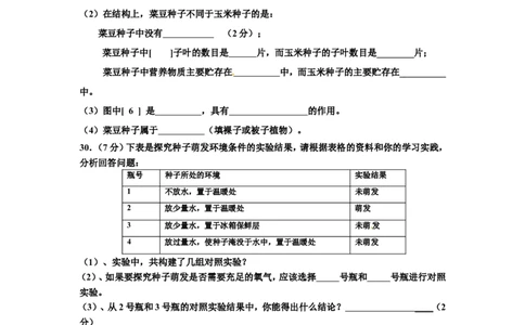 第三次月考试题2含答案_初中全科电子版试卷练习试题_生物_生物人教版7上练习&mdash;24新版已更新_人教生物7年级上月考试卷04份
