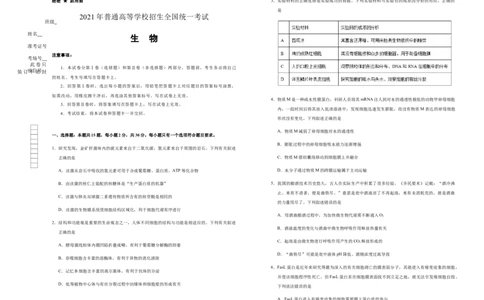 原创（新高考）山东2021届好教育云平台泄露天机高考押题卷生物学生版_新高考复习资料_2021年新高考资料_2021泄露天机高考押题卷