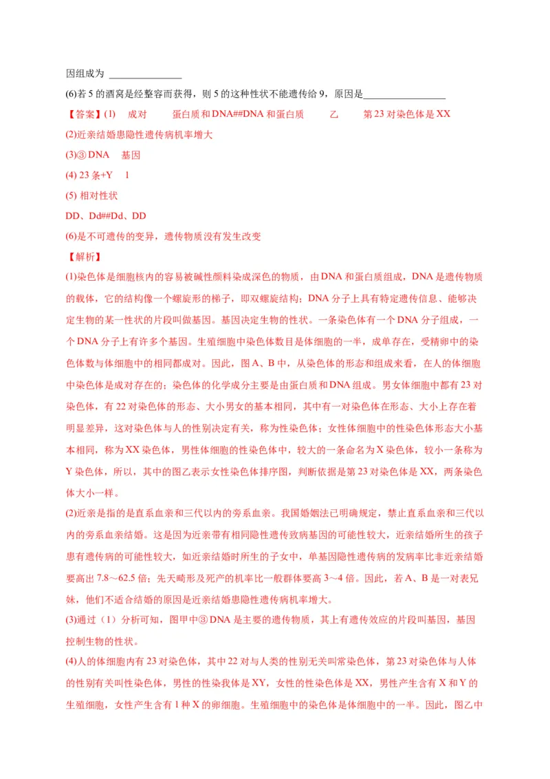 第二单元生物的遗传与变异（选拔卷）-单元测试（人教版）（解析版）_初中全科电子版试卷练习试题_生物_生物8下练习_人教生物8年级下单元试卷38份