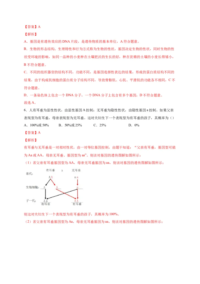 第二单元生物的遗传与变异（选拔卷）-单元测试（人教版）（解析版）_初中全科电子版试卷练习试题_生物_生物8下练习_人教生物8年级下单元试卷38份