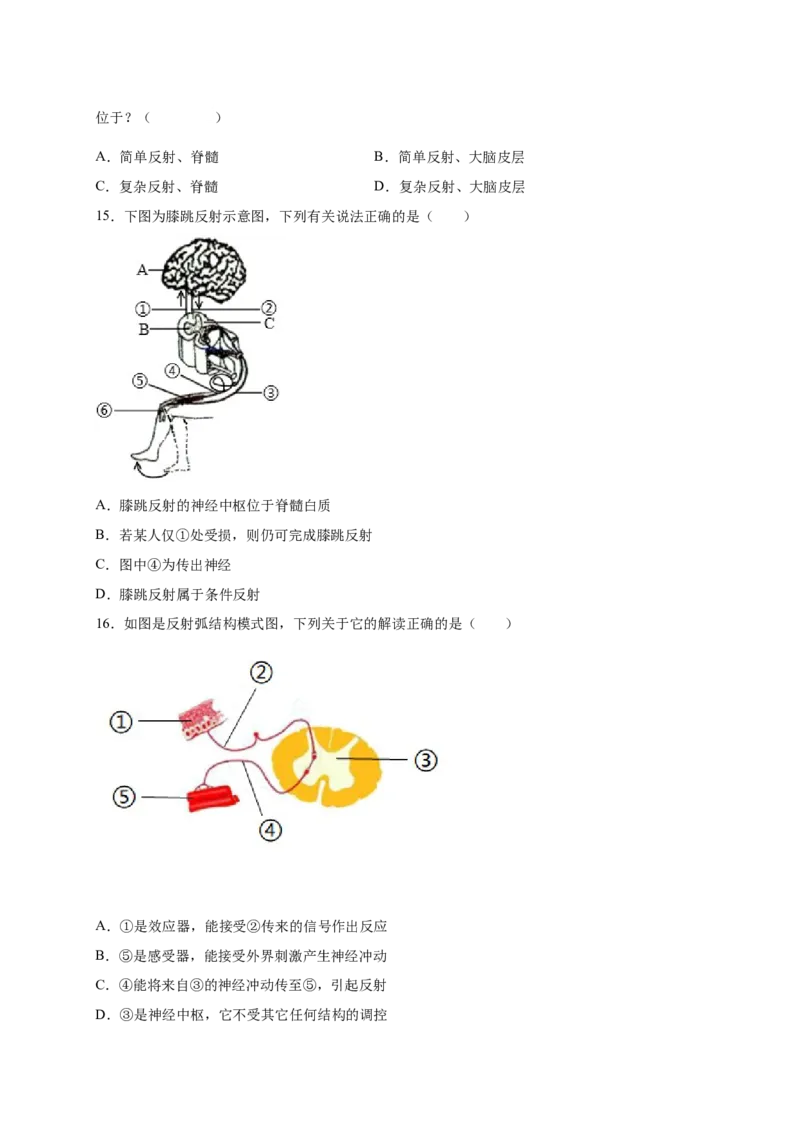 第五、六章人体内废物的排出和对生命活动的调节（能力提升）-（人教版）（原卷版）_初中全科电子版试卷练习试题_生物_生物人教版7下练习_人教生物7年级下单元试卷33份