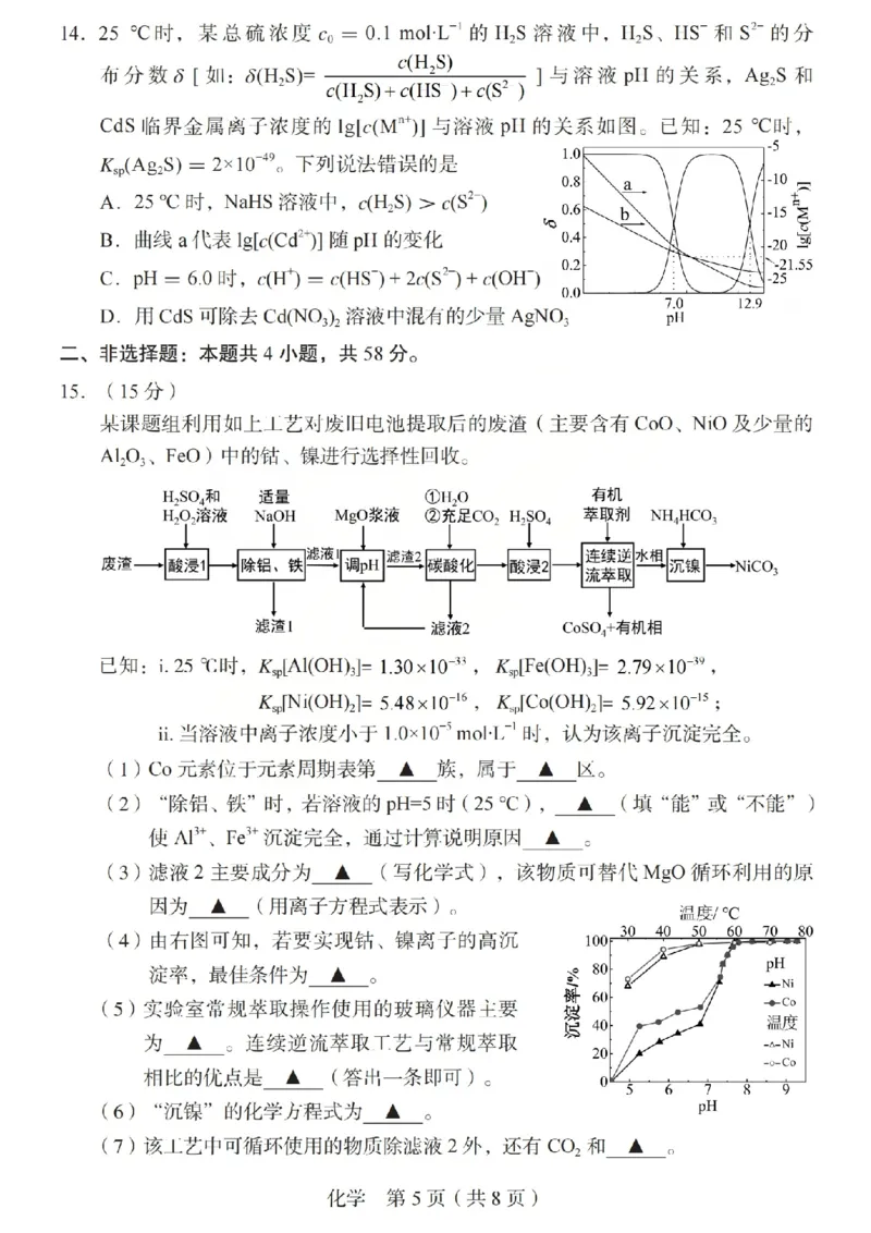 2026年山西省普通高中学业水平选择性考试调研试题化学_2024-2026高三（6-6月题库）_2026年04月高三试卷_2604142026年山西省普通高中学业水平选择性考试调研试题（全科）
